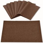 Rinpon Cloth Placemats Set of 8, Linen Type Fabric Placemats Machine Washable Placemats Heat Resistant Placemats Wrinkle Free Thick Polyester Kitchen Place Mats for Dining Table (Dark Brown)