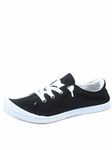 Soda Zig-s Women's Causal Flat Heel Slip On Lace Up Look Sneaker Shoes, Black/White, 5.5 UK