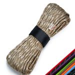 KOKKOYA 4-in-1 Survival Paracord 550 Paracord 550 Fire Cord Paracord 10 Strand, 5/32" Diameter U.S. Military Type III 550 Parachute Cord with Integrated Fishing Line, Fire-Starter Tinder