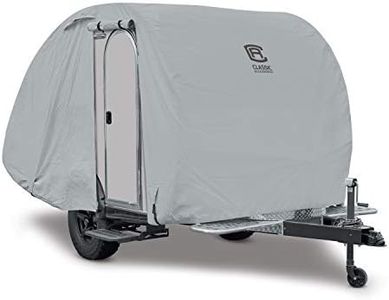 Classic Accessories Over Drive PermaPRO Teardrop Trailer Cover, 8' - 10'L x 5'W, Resists Tears, R-Pod Cover, Travel Trailer Storage Cover, Compatible with R-Pod/Clamshell Trailers, Grey