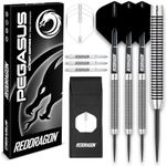 Pegasus Tungsten Steel Darts Set - 23g, 25g, 27g - Black Red Dragon Stems and Black Flights