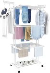 HOMIDEC Airer Clothes Drying Rack,4-Tier Foldable Clothes Hanger Adjustable Large Stainless Steel Garment Laundry Racks for Indoor/Outdoor