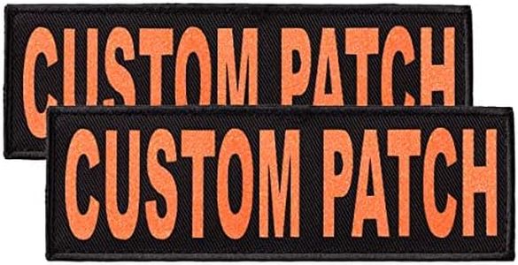 Dogline Custom Patch with Glitter Letters for Dog Vest Harness or Collar Customizable Bling Text Personalized Patches with Hook Backing Name Agility Service Dog ESA 2 Patches Z Peach Text