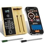 CLUHERTVY Wireless Meat Thermometer with 2 Probes, 400FT Range Bluetooth Barbecue Thermometer with Smart APP, LCD Digital Display, IPX7 Waterproof, Multi Sensors, for Oven/Grill/Air Fryers/BBQ/Kitchen