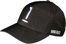 INZO Golf Birdie Blitz Flagstick Logo Golf Cap Hat with Laser Perforated Side & Rear Breathable Mesh Panels (Black)