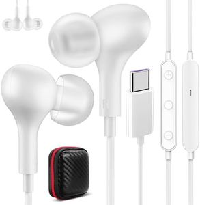 USB C Kopfhörer für Galaxy A55 A35 A17 A26 A16 5G Samsung A57 A37 S25,Magnetisch Headset In Ear Typ C Ohrstöpsel mit Kabel Mikrofon,Kopfhörer USB C Anschluss für iPhone 17 16 Pixel 9 Mi 14T iPad mini