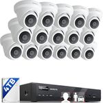 ONWOTE 16 Channel 4K PoE Security Camera System 4TB, AI Human Vehicle Detection, 16x Outdoor Commercial 4K 8MP 110° PoE IP Cameras with Audio, 16CH H.265+ 4K NVR, 2-Storage-Bay, 16CH Synchro Playback