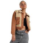 Campus Sutra Women's Brown Contrast Sherpa Jacket For Casual Wear | Spread Collar | Long Sleeve | Button Closure | Polyester Jacket Crafted With Comfort Fit For Everyday Wear (Size-M)