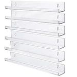 BELLE VOUS Acrylic Display Shelf Set (6 Pack) - Floating Bookshelf Set for Vinyl Record Storage - Invisible Picture Shelf Ledges for Bedroom, Bathroom or Living Room Wall Display