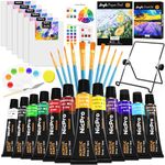 Nicpro Kids Paint Set, 34PCS Painting Supplies Kit Non Toxic,12 Colors Acrylic Paint, Table Easel, 6 Canvas Panels, 10 Brushes, Paper Pad, Sponge, Color Wheel, Palette for Adult Toddlers Beginner