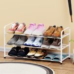 Lukzer Metal 3 Layer Shoe Rack Storage Organizer Stand for Door Entrance Dormitory DIY Home, Living Room, and Balcony Décor Stand (White/48.5 x 67 x 23cm)