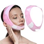 Dimeho Double Chin Reducer Reusable V Line Lifting Mask Comfortable Chin Strap Soft Sleeping Face Strap Adjustable Hydrating Chin Tape Breathable for Women Men Work Read Sleep or Watch TV(Pink)