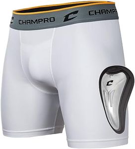 Champro Standard Compression Boxer Shorts with Athletic Cup, White, Adult X-Large