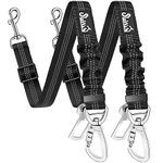 SlowTon 2 Pack Dog Seat Belt - Dog Car Seat Belt Adjustable with Elastic Bungee Buffer, Dog Car Seatbelt Tether & Latch Bar Attachment, Nylon Pet Safety Harness Leash for Vehicle (Black,2 in 1)