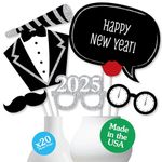 Big Dot of Happiness New Year's Eve Party - Silver - 2023 New Year Party Photo Booth Props Kit - Party Decorations - 20 Count