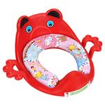 FLIPZON Premium Baby Cushioned Potty Seat With Easy Grip Handles And Comfortable Seat/Toilet Seat With Handle For Kids/Suitable For Baby Boy/Girl (Red) - Plastic