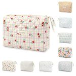 Travel Toiletry Bag, Cotton Floral Travel Makeup Bag, Portable Cosmetic Bag, Travel Makeup Storage Bag for Women Girls (Pink)