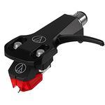 Audio Technica AT-XP5/H Headshell/Elliptical Bonded Stylus DJ Phono Cartridge Combo Kit Universal 1/2 Mount for 4-Pin (Black/Red)