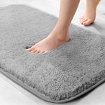 wyewye Microfibre Bath Mat, Door Mat, Pet Mat, 2cm Super Thick Bath Rug, Super Absorbent Bathroom Rug 40x60cm Grey