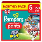 Pampers Baby-Dry Nappy Pants Paw Patrol Edition Size 5, 160 Nappies, 12kg-17kg, Monthly Pack, with A Stop & Protect Pocket to Help Prevent Leaks at The Back