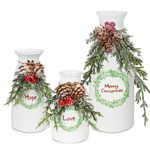 CEMABT Ceramic Vases Christmas Decorations Set for Indoor Home Decor - Farmhouse Christmas Centerpiece, White Ceramic Houses, and Nordic Christmas Tabletop Decor - Modern Holiday Decor Collection