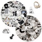 121 Black and White Stickers, Retro Stickers, Fashion Cool Sticker Set, Graffiti Waterproof Decals, Small Stickers for Teens, for Laptop, Luggage, Guitar, Scrapbooking