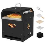 PIZZELLO Outdoor Pizza Oven 4 in 1 Wood Fired 2-Layer Detachable Outside Ovens With Pizza Stone, Pizza Peel, Cover, Cutter, Cooking Grill Grate, Pizzello Gusto