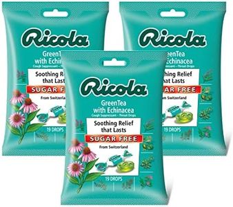 Ricola Sugar Free Green Tea with Echinacea Cough Suppressant Throat Drops 19ct Bag(Pack of 3)