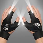 ThxToms LED Flashlight Gloves for Men, Hands-Free Finger Lights for Fishing, Camping, Repairing, 1 Pair, Black - Great Gifts for Father’s Day, Christmas, Easter, Birthday