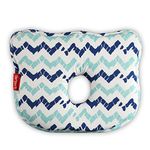 LuvLap Premium New Born Baby Head Shaping Pillow with Memory Foam, 25 cm X 21 cm X 4.2 cm, Bunny Shape (Ergonomic Design), Zigzag Print (Sky Blue) Baby Pillow to Prevent Flat Head Syndrome, 0m+