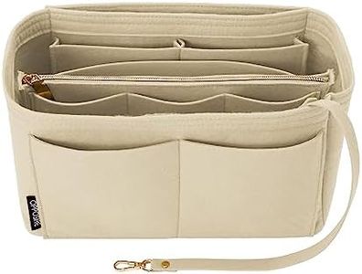 OPPOSHE Purse Organizer Insert for Handbags, Softened Felt Bag Insert Organizer for Tote, Handbag Organizer Compatible with LV, Coach, MK, Kate Spade, Goyard, Longchamp (Beige, Medium)