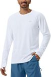 Willit Men's UPF 50+ Sun Shirts Long Sleeve UV SPF Lightweight Quick Dry Shirts Swim Hiking Fishing Travel Running T-Shirts White M