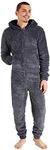 CityComfort Onesies for Men and Teens, Loungewear Fleece Pyjamas Men All in One Jumpsuit Nightwear (Dark Grey, M)