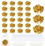 Treela 24 Sets Wedding Favor Candles for Guests Gold Flower Candle Rose Shaped Tealight Candles Bridal Shower Favors Return Gift for Wedding Baby Shower