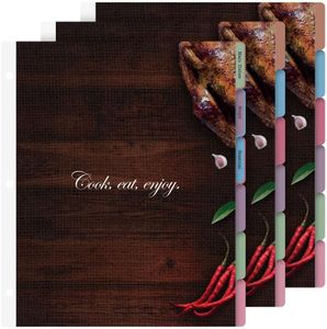 Dividers with Tabs for Recipe Binder, 12 Tab Dividers for 3 Ring Binder, 3-Hole Punched Letter Size, Durable Heavyweight Cardstock (BBQ)