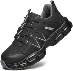 Steel Toe Shoes for Men Women, Black-Gray Work Shoes, Women 9.5 / Men 8