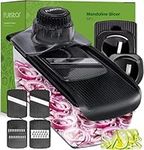 Mandoline Slicer for Kitchen - Mandoline Food Slicer - Veggie Julienne Cutter & Cheese Grater - Potato Veg Slicer - Kitchen Tools & Gadgets (6-in-1 Black)