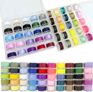 50Pcs Bobbins and Sewing Threads Set, BetterJonny Transparent Plastic Sewing Machine Bobbins with 50 Colors Sewing Threads and Bobbin Case for Brother Singer Babylock Janome Kenmore
