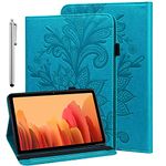 GLANDOTU Samsung Galaxy Tab A 10.1 2019 Case SM-T510 / SM-T515 Lightweight Folio Flip Wallet Lace Embossed PU Leather Tablet Cover with Fold Stand Function + Protective film & Stylus pen - Blue