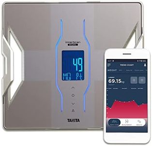 TANITA RD-953 Balance de Composition Corporelle Intelligente avec Application Gratuite Score de Qualité Musculaire Unique 11 Mesures Platine