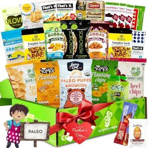 Paleo Snacks Variety Pack for Adult | Healthy Snack Box [25 Count] Holiday Gift Basket Gluten Free | Mix of Whole Foods, Protein Bars, Crackers, Chips, Puffs, Fruit & Nuts by Snack Attack