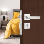 Godrej Mortise Lock | Handle Lock Set | Cameo Rossette Home Décor Handle | Satin Steel Finish | 9 Inch Lockbody | 60 mm 1CK Cylinder - Knob from Inside 60 mm Knob from Inside and with 4 Keys