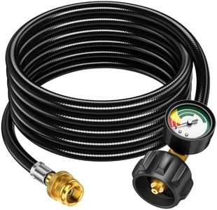 Alloxity12FT Propane Hose Adapter 1lb to 20lb, Propane Tank Hose with Gauge, Propane Adapter 20lb to 1lb Converter, Adapter Hose for Weber Q Grill, Coleman Camp Stove, Blackstone Griddle, Buddy Heater