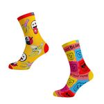 MOJEWALA 100% Cotton Quirky Socks - (Pack-2), Fun & Unique Designs, Breathable, Sweat-Wicking, Anti-Odor, Comfortable & Durable for Unisex 1