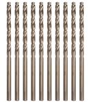 1/8" M35 Cobalt HSS Jobber Length Twist Drill Bit Set, 10 PCS Heavy Duty Bits with Straight Shank, Ideal for Drilling Cast Iron, Heat-Treated Steel, Stainless Steel, and Other Hard Materials