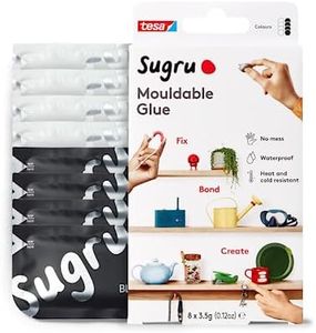 Tesa Sugru Super Glue - Waterproof Glue for Home Improvement + Craft Glue Tasks - Use as Wood Glue, Poster Putty or Silicone Adhesive for Repairing + Bonding - 8 Pack - Black & White (3.5g/ea)