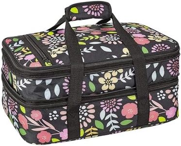VP Home Insulated Casserole Carrier for Hot or Cold Food - 16x11x8-Inch Double Food Container Travel Bag - Expandable Compartments Lunch Bag - Garden Party Design