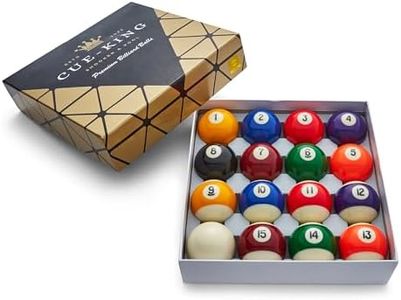 Cue-King Pool Balls, Grade AA, 2-1/4” Regulation Size, Pool Table Balls, Pool Ball Set, Premium Pool Balls, Spots and Stripes Pool Balls