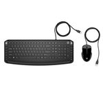 HP Pavilion Wired Keyboard and Mouse 200 Black - USB-A, Full-Size, 12 Enhanced F-Keys, 3 LEDs for Cap Lock/Num Lock/Scroll Lock, USB Wired Mouse, for Windows PC, Laptop, Computer (9DF28AA#ABL)