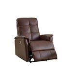 Hydeline Logan Power Head Rest Leather Recliner Chair with Built in USB Port (Brown)